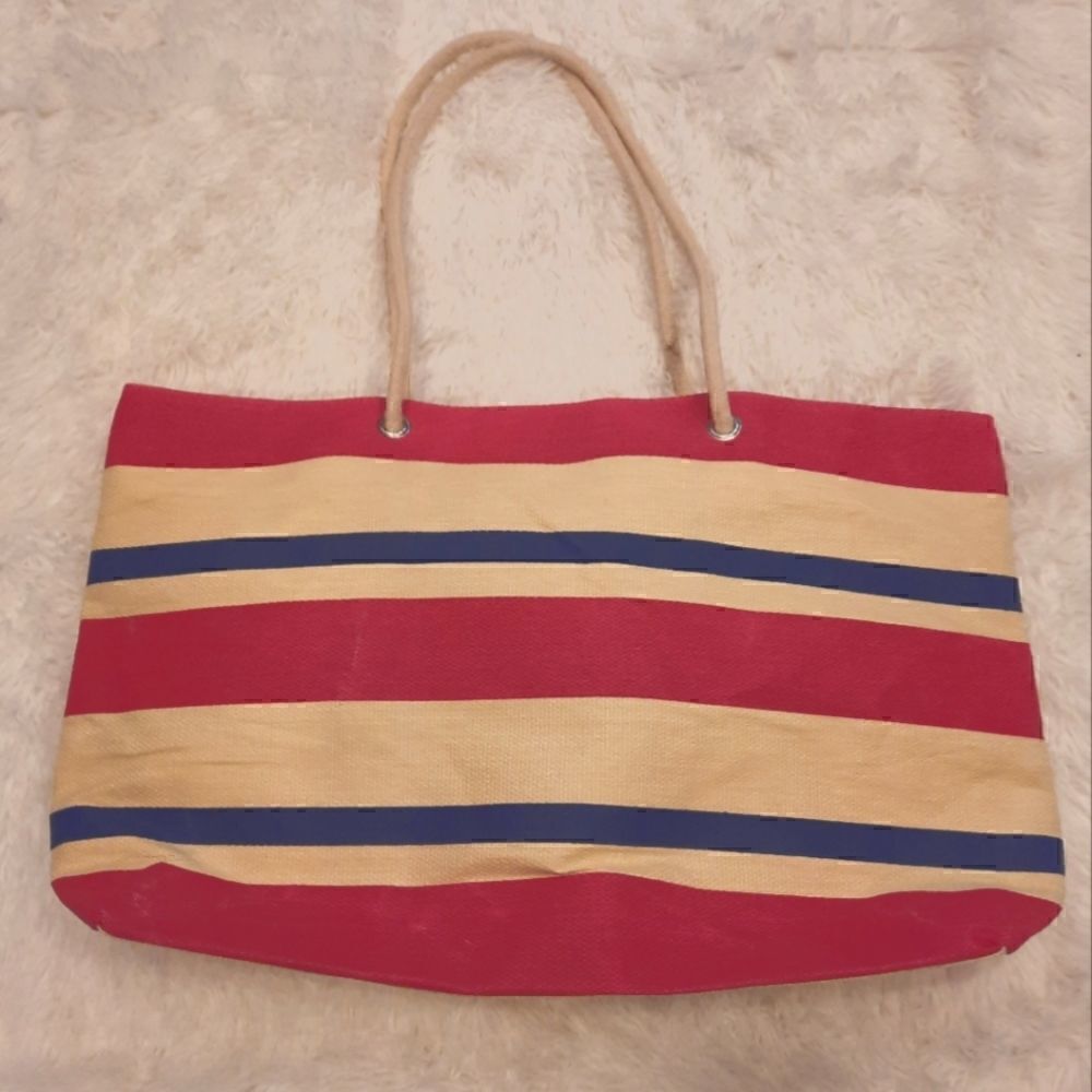 2/$20 Tote Bag Canvas Striped NWOT